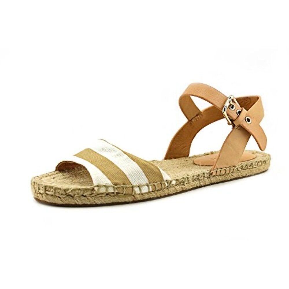 Coach Rena Bleeker Cabana Khaki White Striped Espadrille Sandal‎ Size 7 vintage